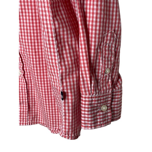 Nautica Boys Medium 10/12 Red Gingham Check Long Sleeve Button Down Shirt - Picture 5 of 12